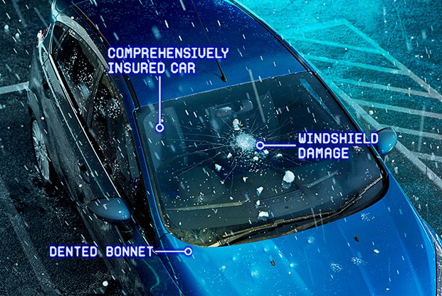 Hail damaged car infographic