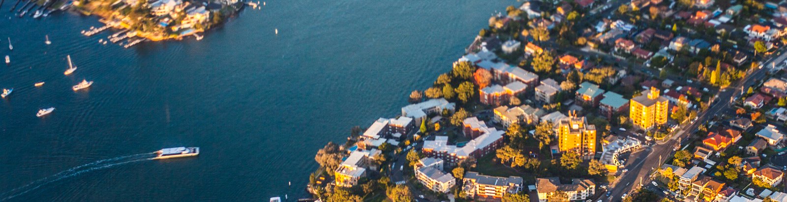 Aerial photo of coastal town