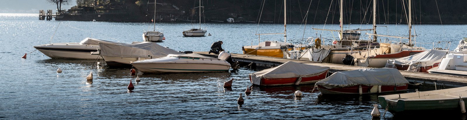 Yachts moored in a harbour