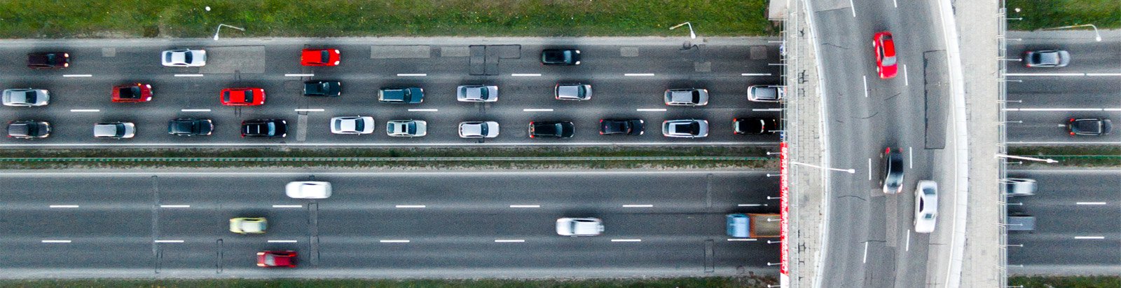 Aerial photo of highway traffic