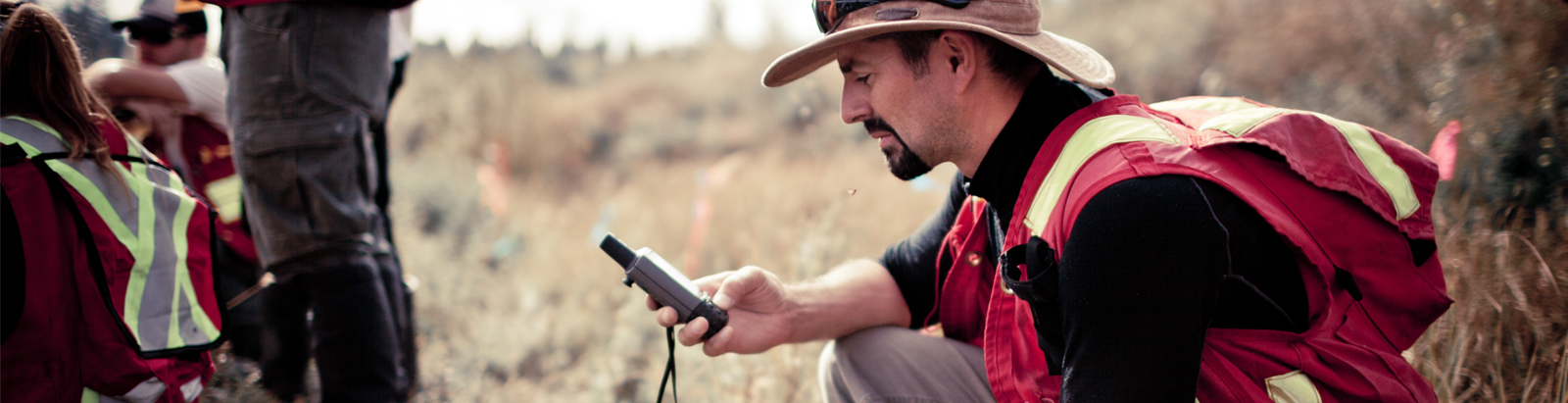 Environmentalists working in field