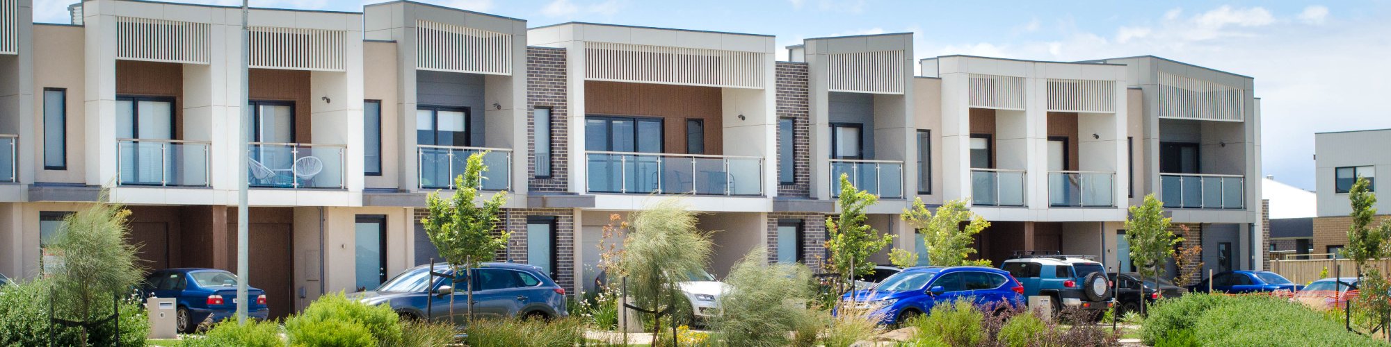 Row of new townhouses 