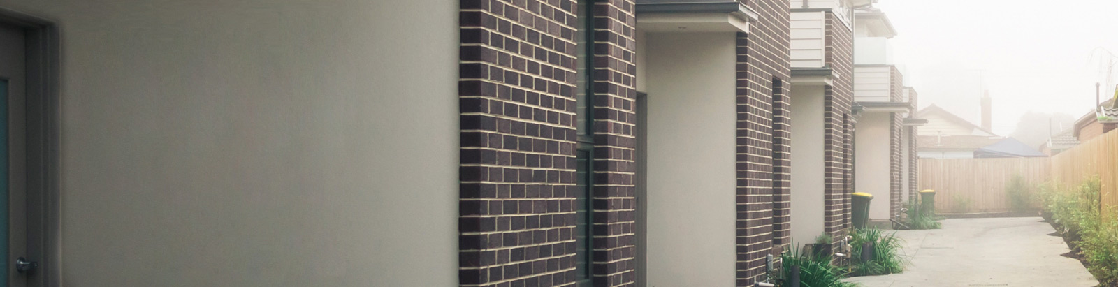 White brick townhouses