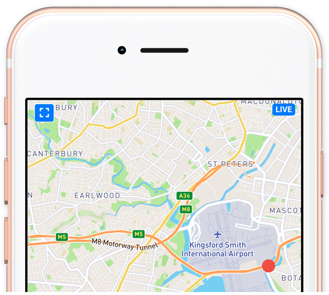 Map on phone screen