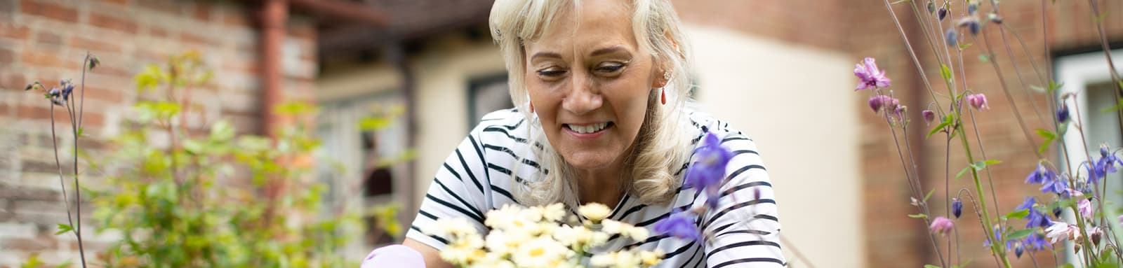 Person gardening plants in backyard