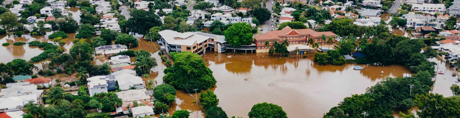Aerial view of flooded suburb