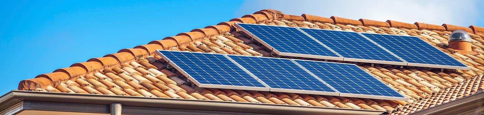 Solar panels on tiled roof